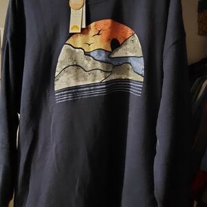 C&C California Black Sweatshirt with Sunset Wave Graphic